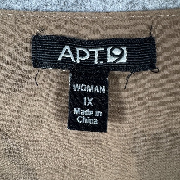 Y2K Apt 9 Peasant Top Blouse 1X Brown Chiffon Whimsygoth Artsy Forest Fairy Boho - Picture 3 of 12